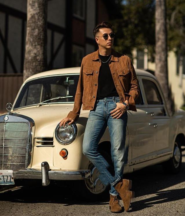 男士穿牛仔裤总觉得单调?换上一条九分裤的款式,造型时髦感大增