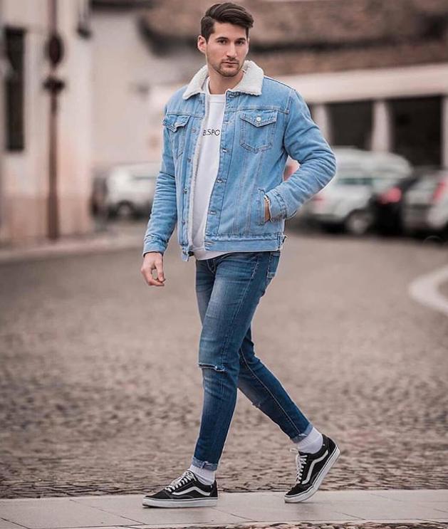 男士穿牛仔裤总觉得单调?换上一条九分裤的款式,造型时髦感大增