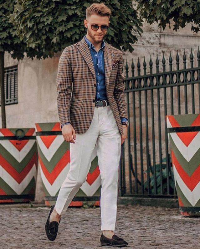 能穿好白色裤子的男人,魅力都不会差!这样穿造型优雅时髦