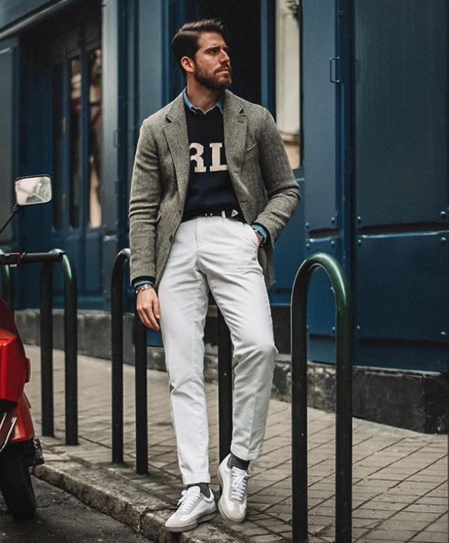 能穿好白色裤子的男人,魅力都不会差!这样穿造型优雅时髦