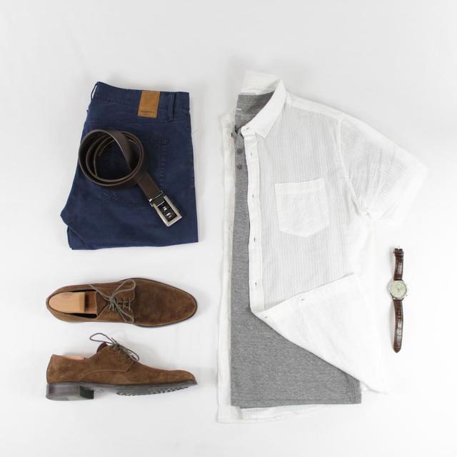 男生穿“短袖衬衫”休闲帅气,夏天有这6套就够了,轻松告别闷热