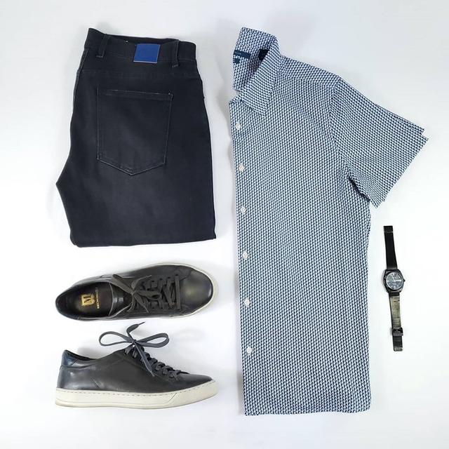 男生穿“短袖衬衫”休闲帅气,夏天有这6套就够了,轻松告别闷热