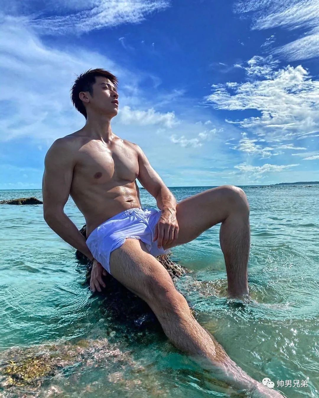 仲夏时分的阳光男孩,狼狗腹肌很有料